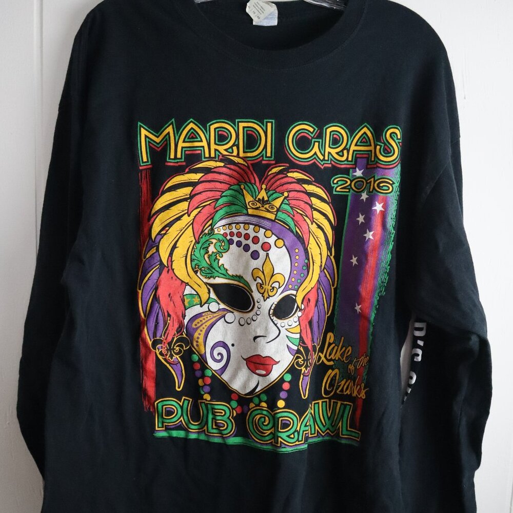 Mardi Gras Lake of the Ozarks Pub Crawl 2016 Tee Shirt Tuckers Shuckers XL
